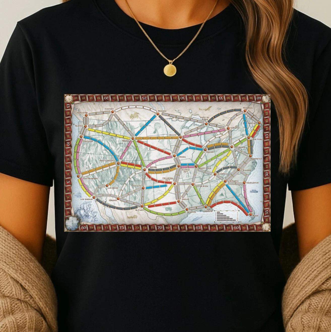 Ticket To Ride Board Game Inspired Unisex T-Shirt, Game Night Tee, Geek Apparel 4XL