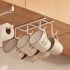 Upside Down Cup Drying Rack Under Cabinet Mug Holder with 6/8 Hooks, Iron Kitchen Utensil Storage Hooks for Coffee Cups And Mugs, Drilling Free