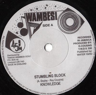 

7inch Record KNOWLEDGE Stumbling Block Congo Man TWDV530 Wambesi UK Reggae Ska Dub Used
