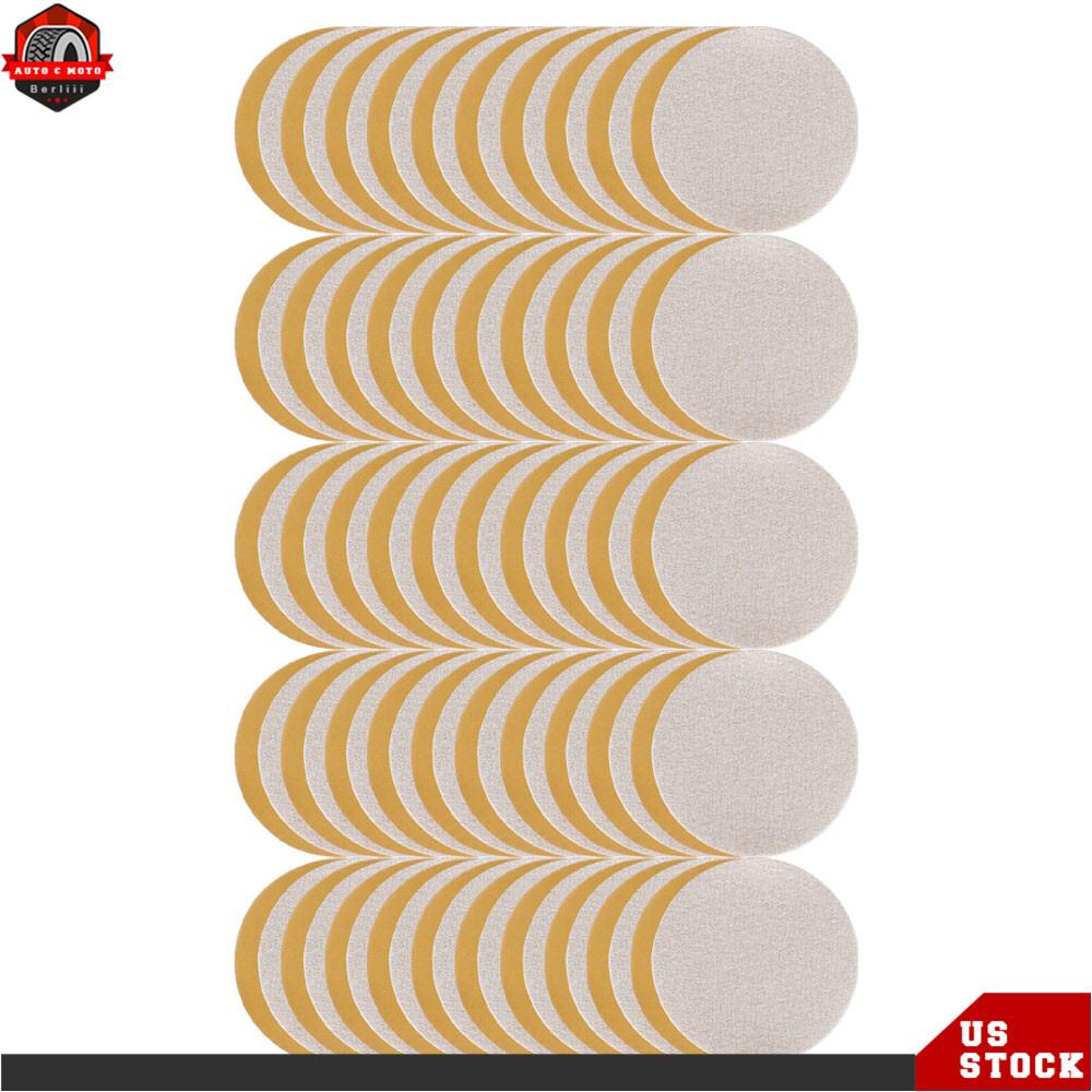 100Pcs 5" Sanding Disc NO-Hole Flocking Sandpaper Hook Loop Grit 60-320
