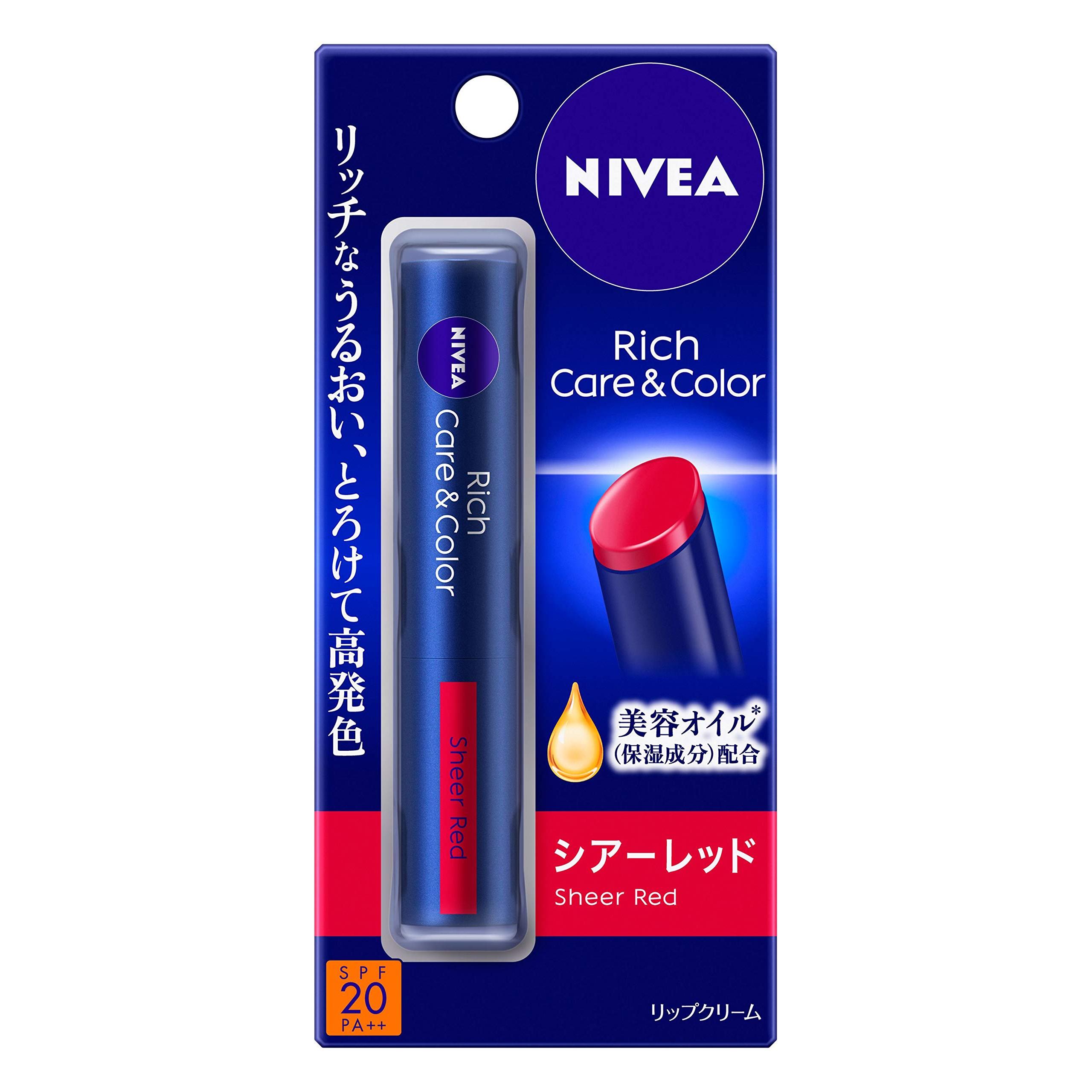 NIVEA Rich Care & Color Бальзам для губ 2 г [Все 4 оттенка]- Увлажняющий и тонирующий уход для губ Sheer Red