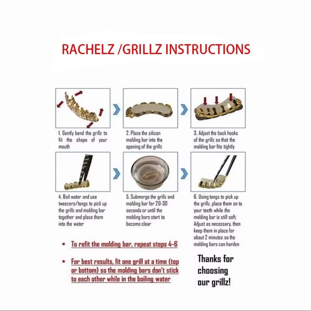 Glossy Finish Teeth Grillz Top Bottom Set Anti Slip Shiny Teeth Grillz Caps Silver Eco-friendly Copper Teeth Jewelry Rapper