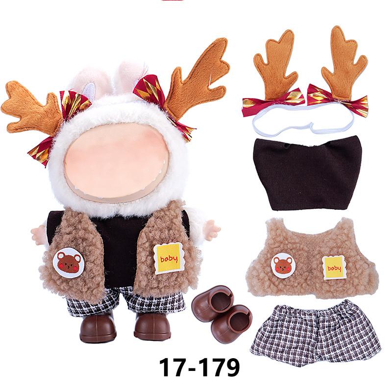 New Christmas Clothes For 17cm Labubus Mini Doll Clothes Outfit Hat Clothes for Labubu I II III Doll Accessories Party Game Toys