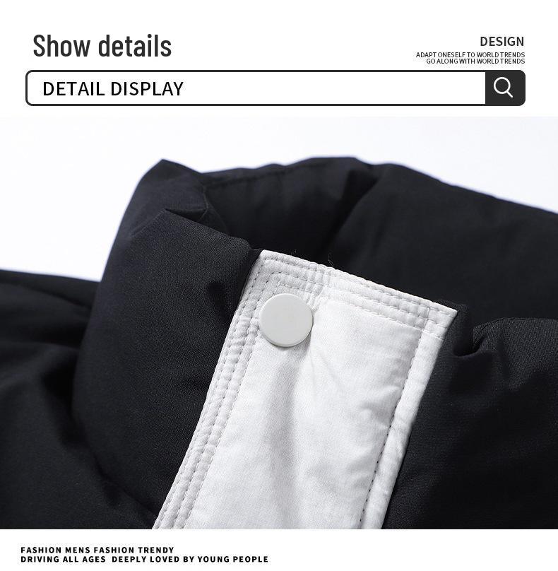 Men's Trendy Color Block Stand Collar Down Jacket - Warm & Stylish Winter Coat