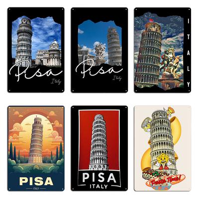 Tour Penchée de Pise Souvenir Pise Italie Pasta Time Plaque Métallique Peinture Cave Club Plaque Métallique Personnalisée Affiche