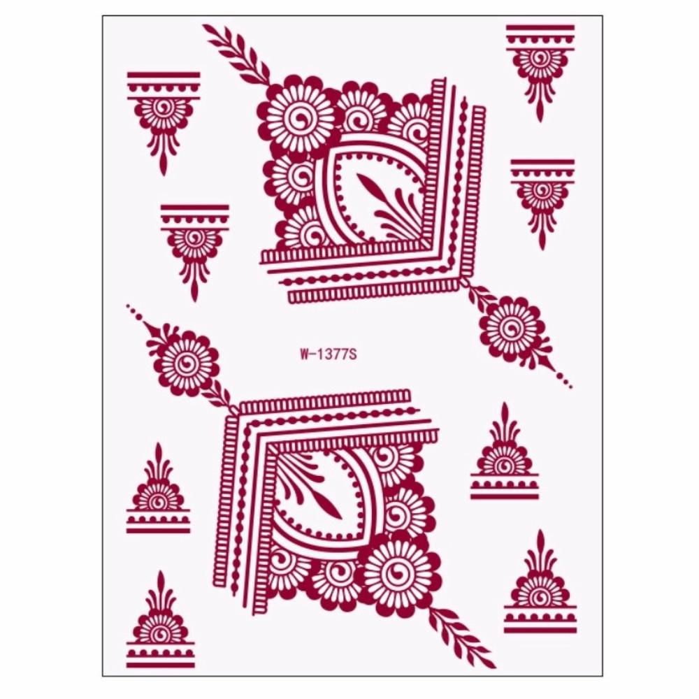 Lace Fake Tattoo Temporary Tattoo Red Mehndi Stickers Red Henna Tattoo Decals  Women/Lady