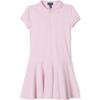 Polo Polo Dress Short Sleeve Mid-Length Solid Color Kids Dresses Pink 313698754-078
