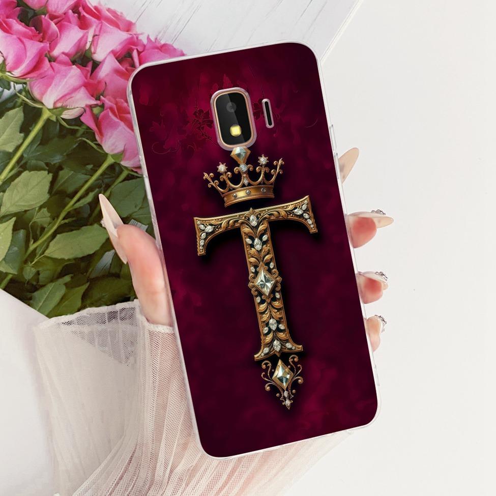 Clear For Samsung Galaxy J2 Core 2018 J260A J260F J260G Cover For Samsung J2 Core 2018 Case Luxury Crown A-Z Letters 2D Painted
