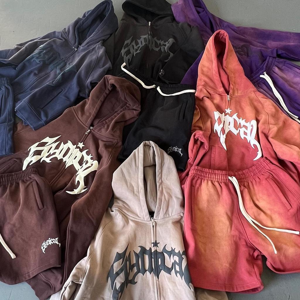 New American Retro Sweatshirt Gothic Letter Star Print Hoodie Trendy Women Men'S Casual Jacket