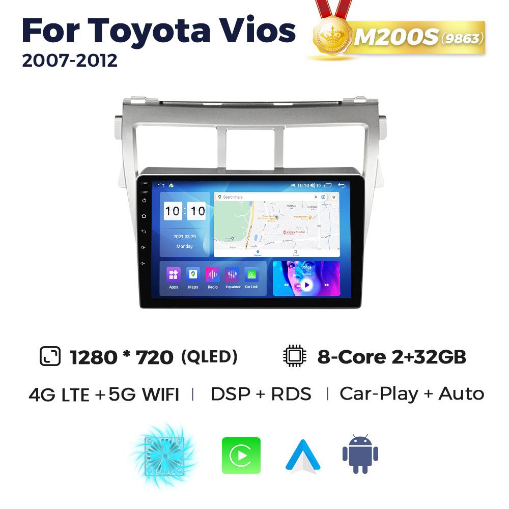 Navifly Wireless Carplay Android Auto Radio auto player video pentru Toyota Vios Yaris 2007 2008-2012 WIFI GPS Stereo 2Din Unitate principală