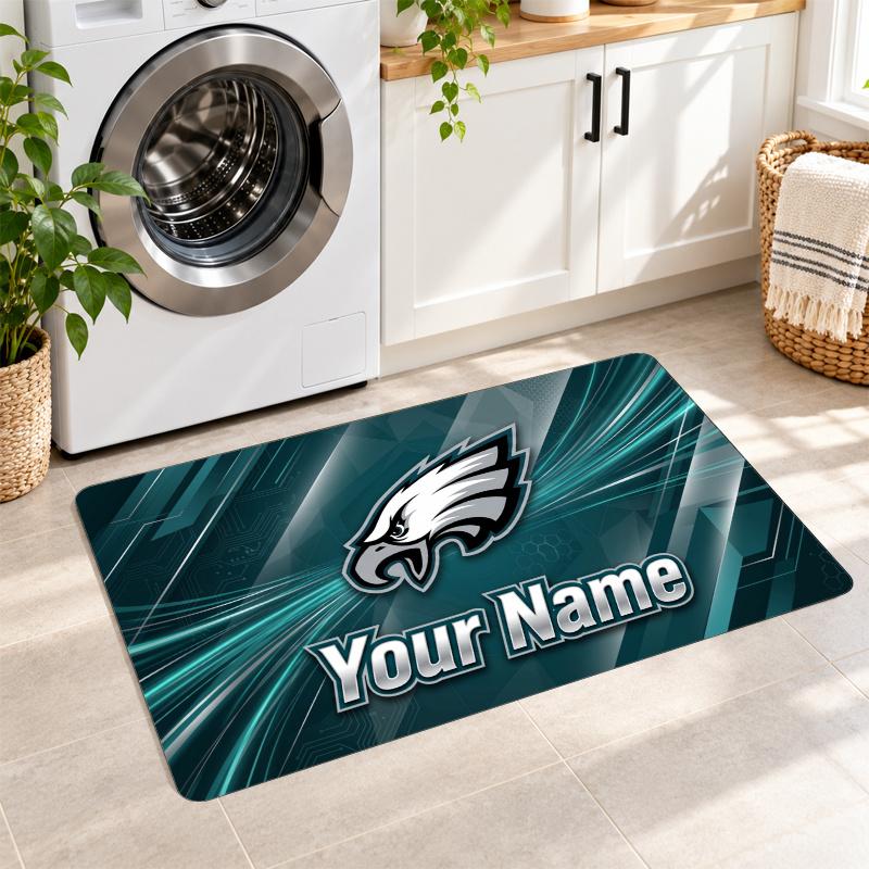 Philadelphia Eagles Individueller Name Flanellteppich Küchenmatte Rutschfester Bodenteppich Personalisierte Heimdekoration