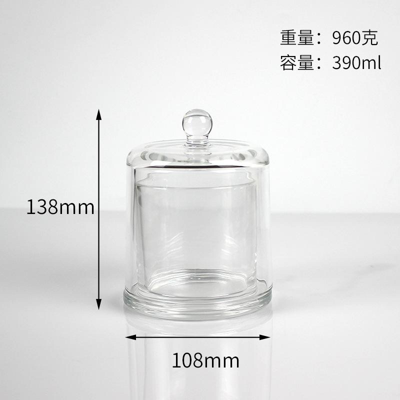 Luxury Empty Clear Glass Transparent Bell Shape Desktop Candle Holder Scented Candle Jar With Cover for Decoration DIY Candle D10.8*H13.8CM