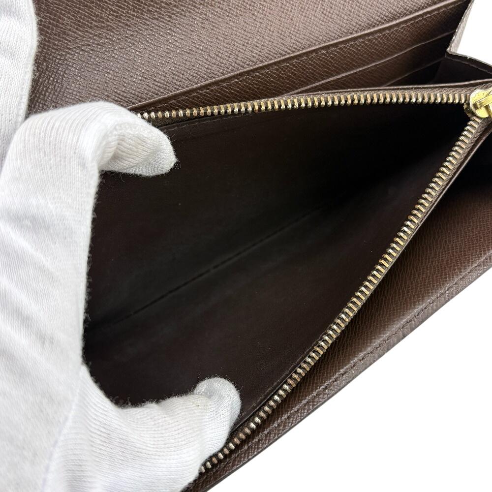 LOUIS VUITTON N61734 Coin case Damier Ebene leather Portefeiulle Sarah Purse Brown leather unisex Used