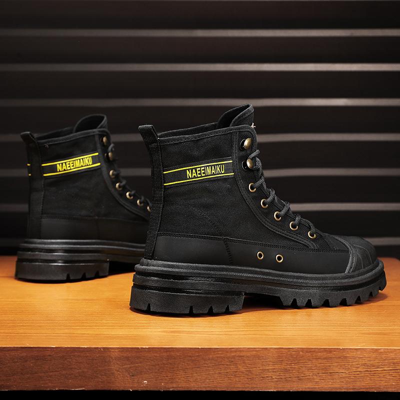 Men's Boots Four Seasons High-top Casual Boots Canvas Boots Soft-soled Non-slip Thick-soled Outdoor Boots Fashion Tooling Boots