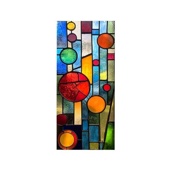 Geometryczna Folia na Okno Styl Witrażowa Statycznie Przylegająca Folia Prywatności Wodoodporna Usuwalna Folia Prywatności na Okno do Łazienki Sypialni Kuchni