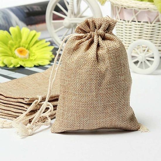 50 kusů svátečních svatebních bonbónů Plátěná taška Šperky Úložná taška Malá taška se stahovací šňůrkou Svatební dárková taška