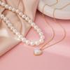 Stylish Simple Pearl Necklace Double Layer Women's Necklace Stacked Wind Alloy Necklace, Accessories