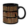 Stained-Glass Bookshelf Mug 11oz Ceramic Coffee Mug Literary Gift for Book Lovers Unique Home Office Decor