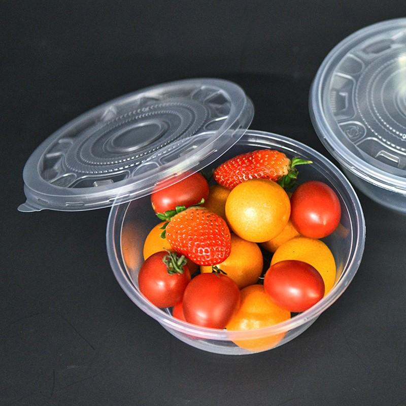 Fangcaodi Disposable Round Takeout Boxes, 620ml*40 Pieces, Plastic Containers for Meals, Dumplings, Tangyuan, with Lids