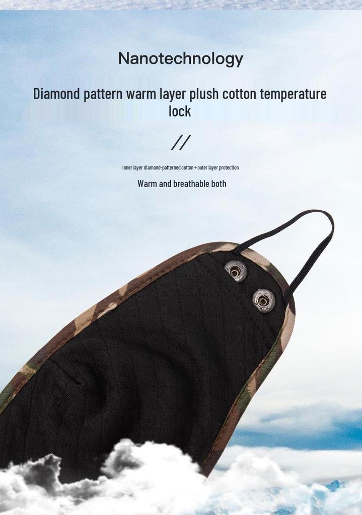 Men's Winter Camouflage Plush Lei Feng Hat with Ear Protection - Windproof Pilot Motorcycle Cap