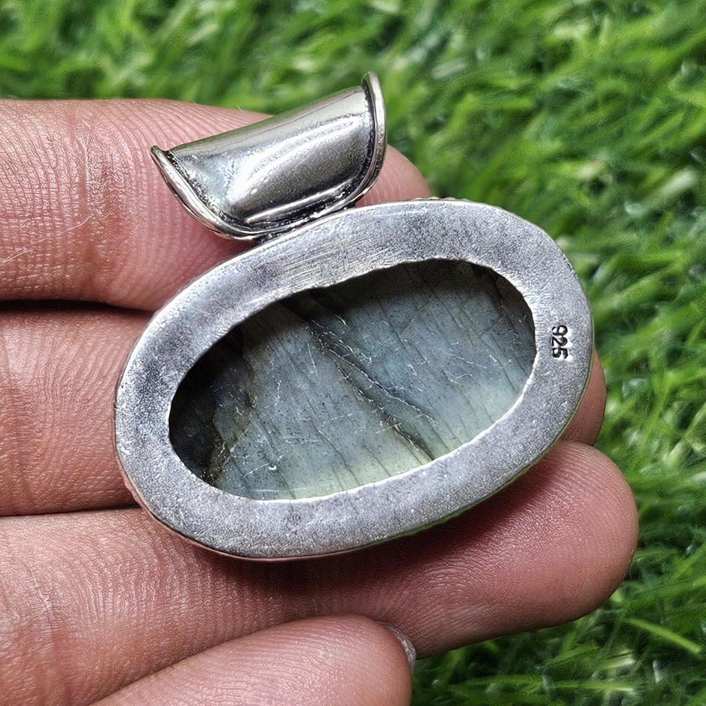 Natural Labradorite Pendant Sterling Silver Pendant Labradorite cabochon pendant oval shape Pendant Labradorite Handmade jewelry Gift for her