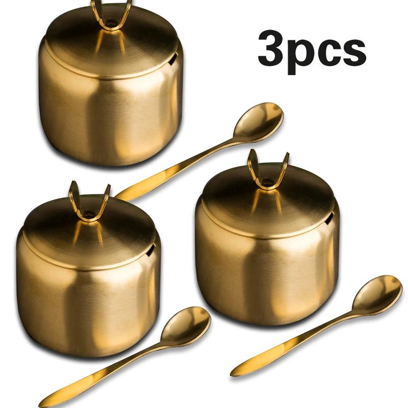 Stainless Steel Seasoning Box Salt Pot Suit Seasoning Bottle Ingredient Box Nordic Style Household Sugar Cup Seasoning Pot