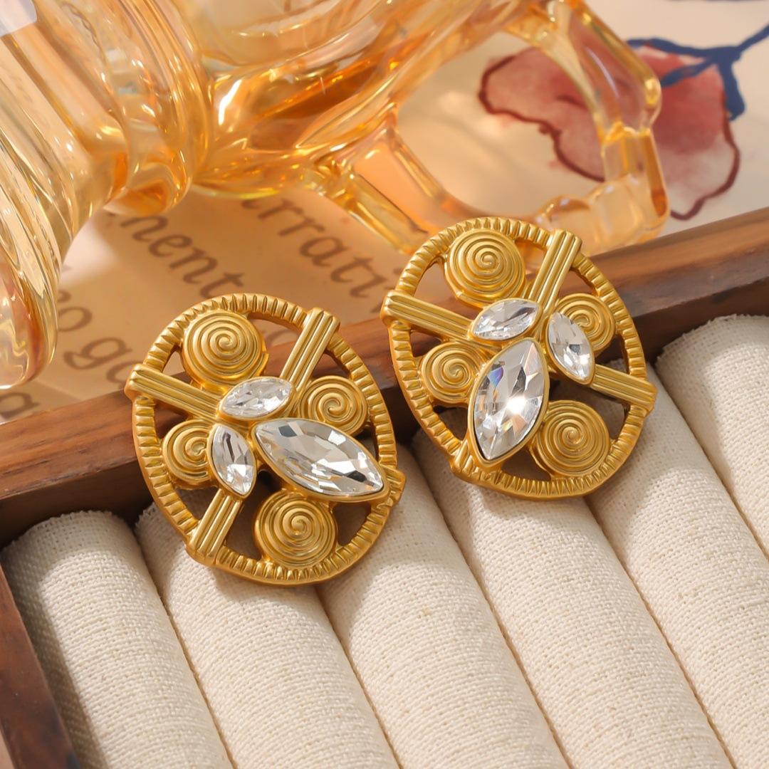 Vintage Luxury Four Leaf Clover Oval Earrings