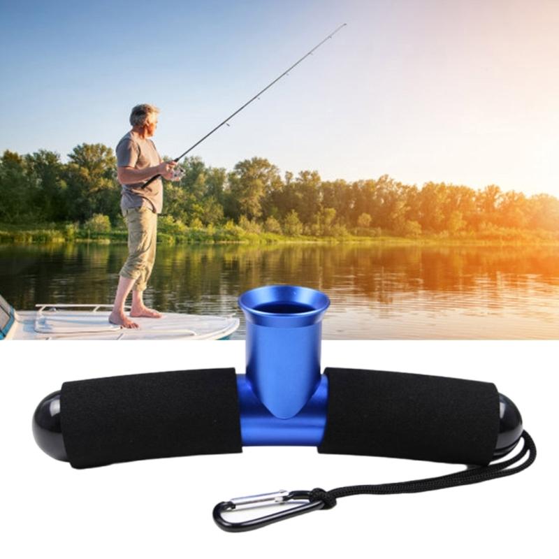 Aluminum Alloy Fishing Belt Rod Holder Fishing T-shaped Belly Top Belt Boats Fishing Rod Holder with Lanyard Easy to Use