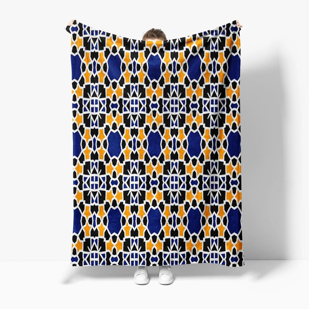 Geometric Pattern Blanket Moroccan Style Rug Islamic Tile Cotton Throw Blanket Home Decor Sofa Cover Gift for Women 75x100cm