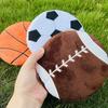Flat Ball Dog Toy Soft Plush Flying Disc Squeaky Chew Toy Football Basketball Rugby Ball Fetch Toy for Puppy Teething Anxiety Relief Interactive Play
