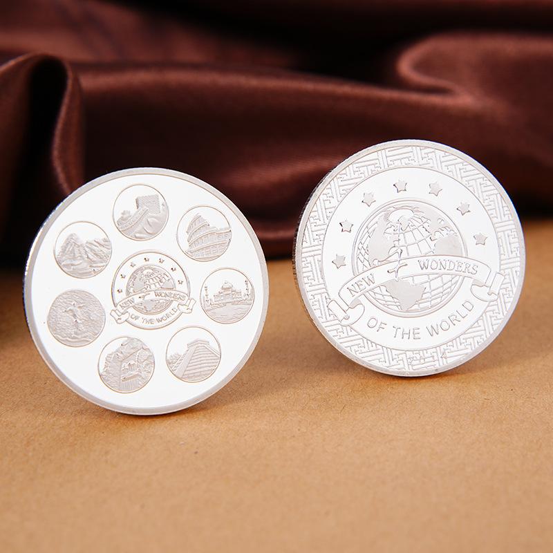

Seven Wonders of The World Souvenir Coin Seven Civilizations, Cultural Heritage, Commemorative Coins Collection Tourism Gifts серебряный