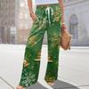 Ladies' Loose And Casual Christmas Printed Wide Leg Pants With Elastic Waistband Drawstring And Pocket Pants