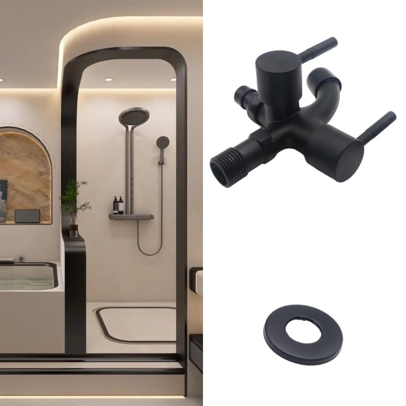 Not Corrosion Double Port Laundry Faucet Easy Installation Double Outlet Washer Valves For Washer & Dryer Compatibility