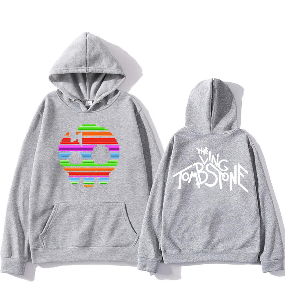 The Living Tombstone Rainbow Skull Hoodie The Living Tombstone Skull Humorous Graphic Sweatshirts Unisex Long Sleeve Pullovers