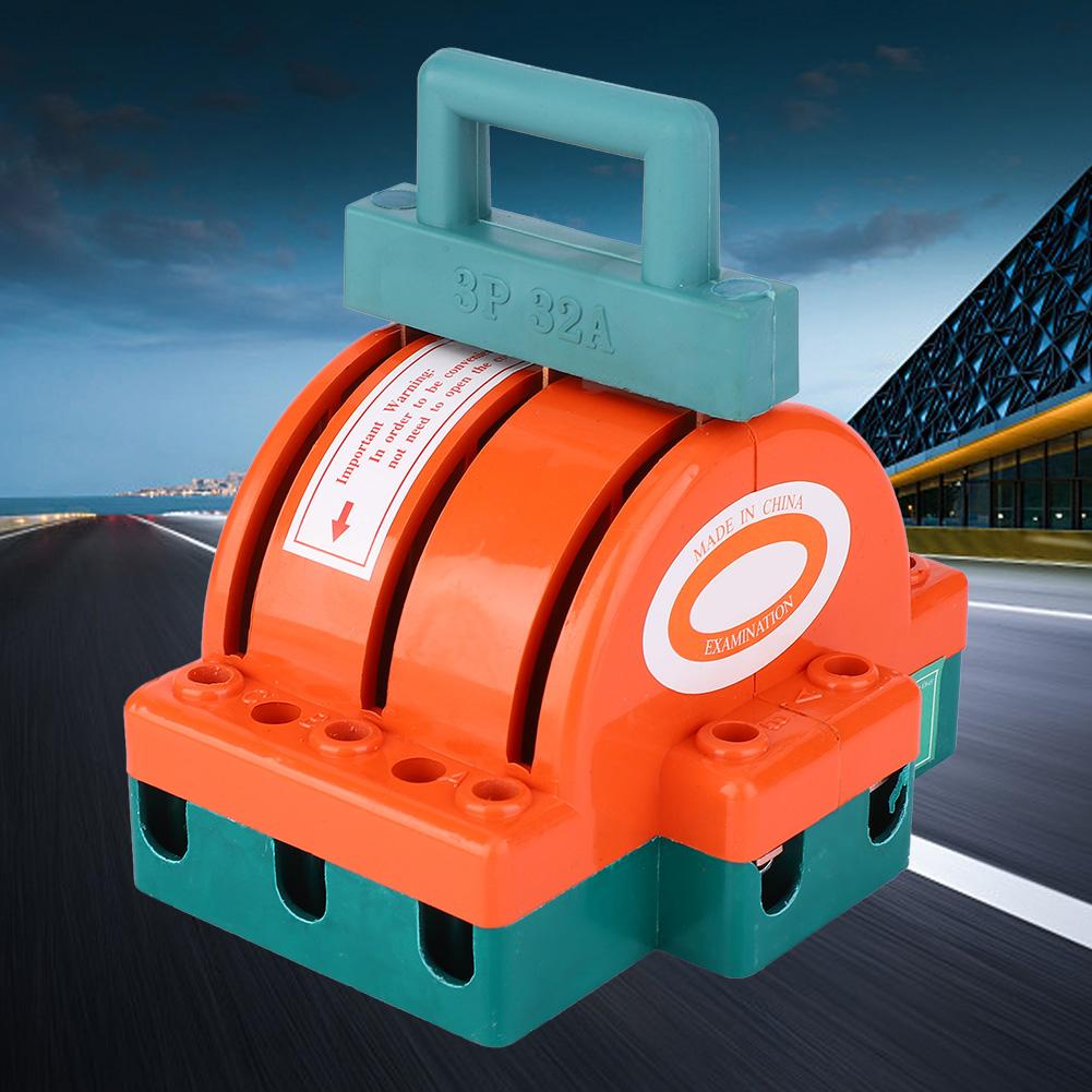 Double Throw Knife Disconnect Switch Orange Red 3P Terminal Connection Electric Supplies 32A