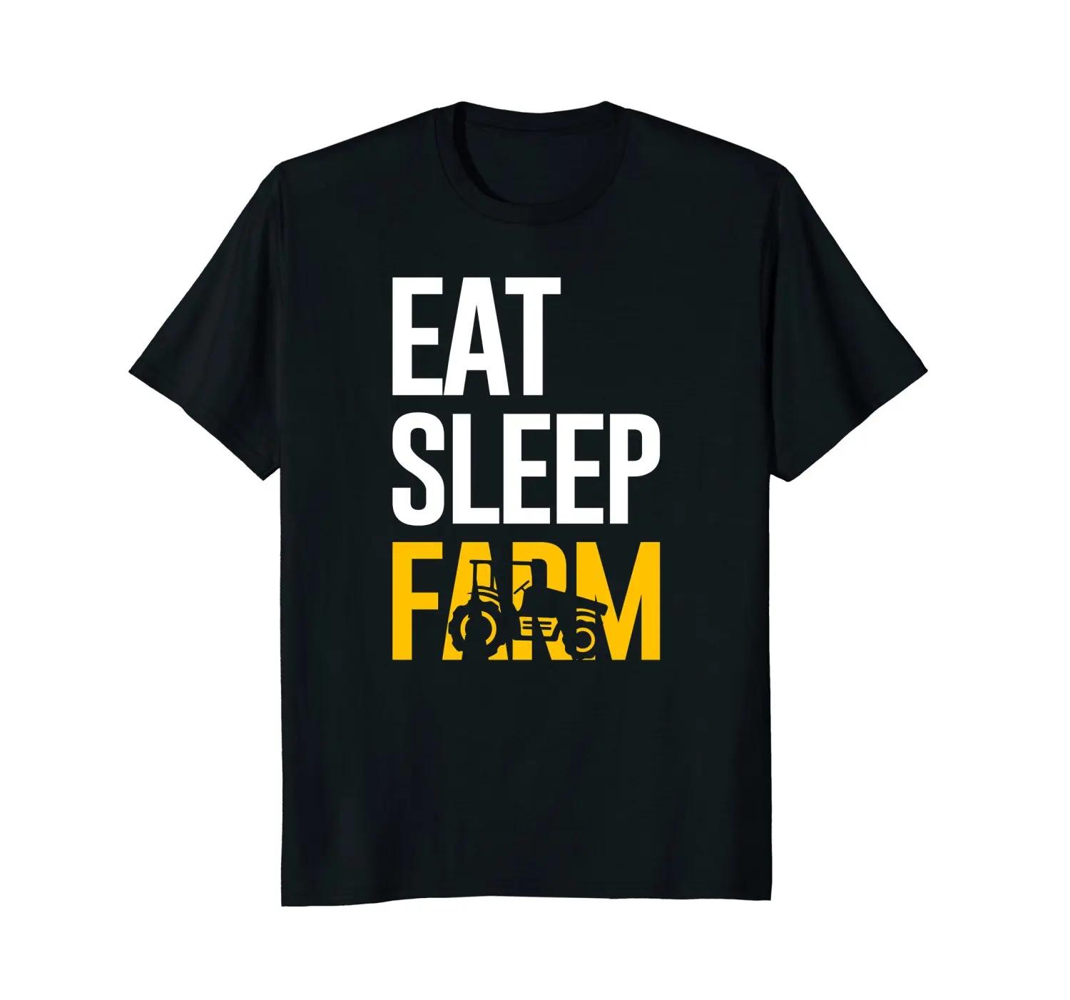 Eat Sleep Farm Funny Farming Tractor Farmer TShirt 100 Cotton ONeck Summer Short Sleeve Casual Unisexs Tshirt Size S3XL S