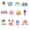 Cake Birthday Happy Toppers With Paper Flags For Party Decoration Set Of 12