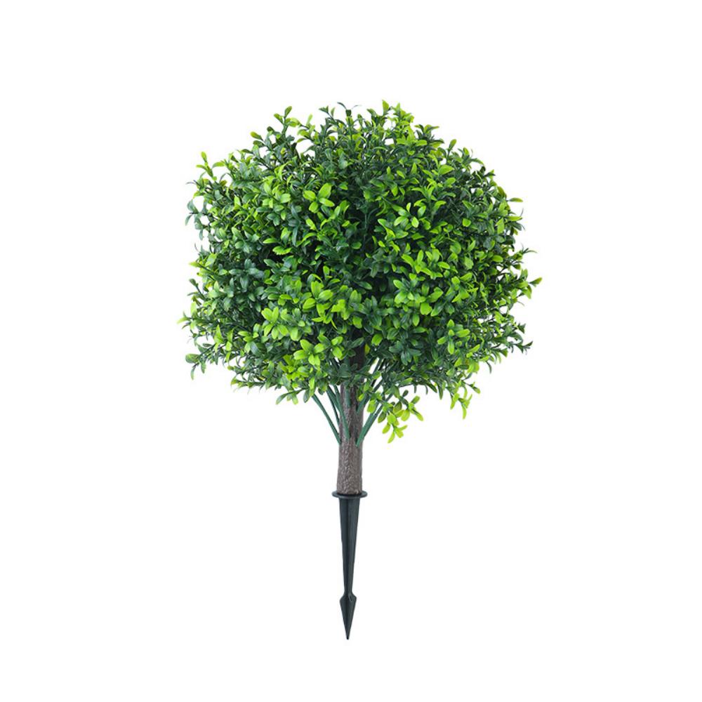 Artificial Boxwood Topiary Trees with Ground Stakes Plastic Greenery Decor for Villa Courtyard Garden Outdoor Patio Ornaments