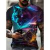 Fashion Men's Crew Neck Short Sleeve 3D Casual Color Printing Casual Short Sleeve Crew Neck T-Shirt