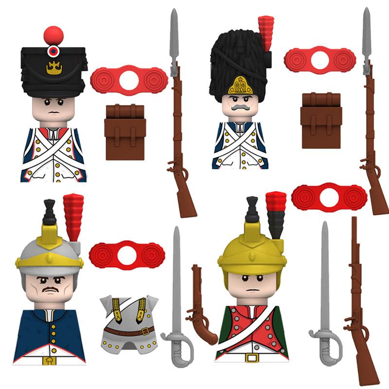 Military Medieval Building Blocks Napoleonic Wars Castle Knight Soldier Figures Weapons Guns British French Army Infantry MOC