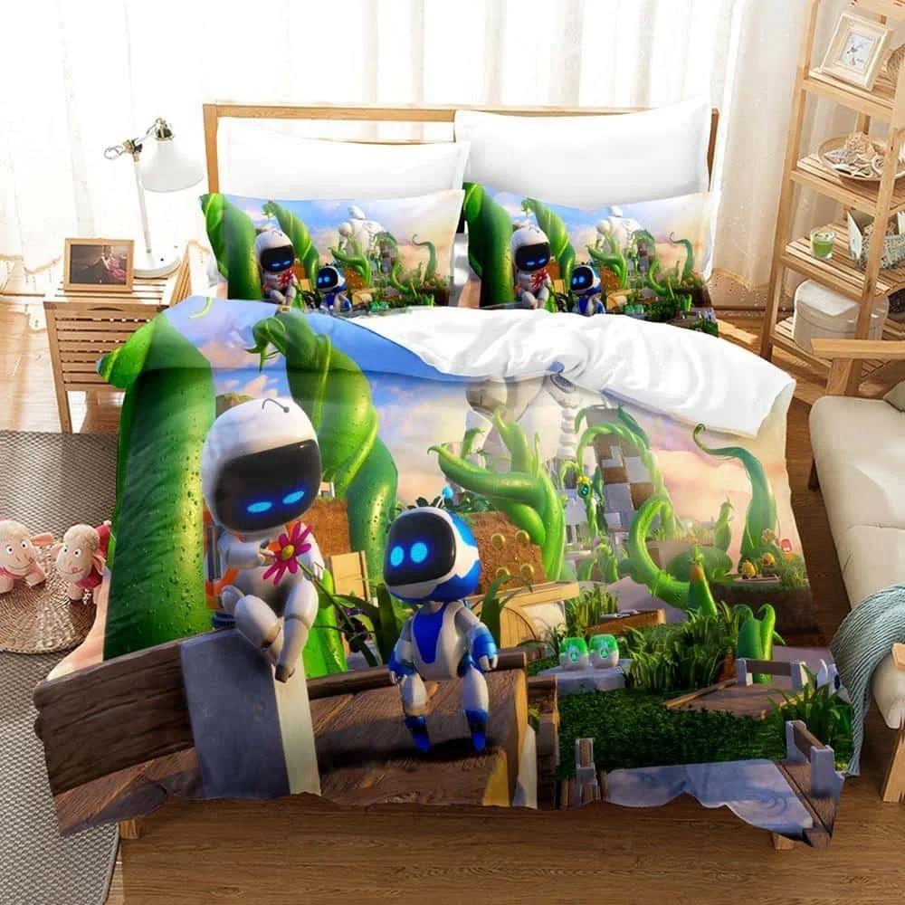 New Fashion 3D Printing  ASTRO BOT Bedding Set Cartoon Anime Three-piece Set Adult Kid Bedroom Duvet Cover Sets Home Textiles