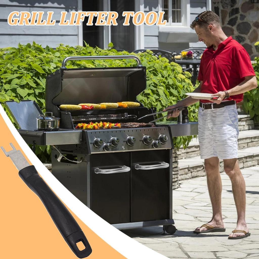 Grillheber Grillrostheber Werkzeug für die meisten Holzkohlegrills Edelstahl BBQ Kochutensilien für den Hinterhof-Grill