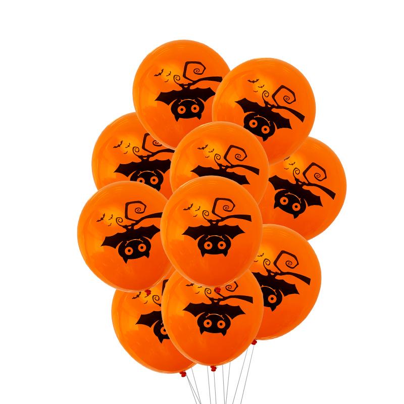 Halloween Ghost & Skeleton Balloon Set - 12-Inch Latex with Pumpkin & Bat Prints
