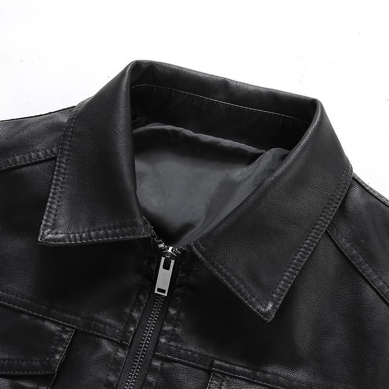 Giacca da Moto da Uomo in Pelle Taglia Grande 6XL Tasca Nera Cerniera Revers Slim Fit Maschile Primavera Autunno Cappotto in Pu di Alta Qualità
