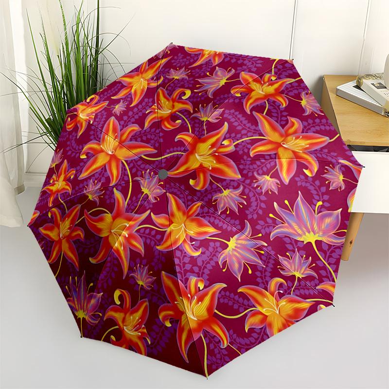 

1pc Floral Pattern Open/Close Folding Umbrella, All- Portable Umbrella for & Men, Stylish Accessory (Holiday Gift) 8-Rib yy251213124