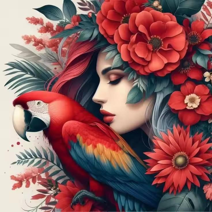 Diamond painting Art 5D DIY Colorful Peony Flowers Beauty Girl Diamond Mosaic Bird Tree 5D Rhinestone Cross Stitch Home Decor