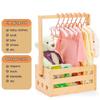 Wooden Baby Clothes Organiser Basket Easy Assembly Long Handle Wood Storage Crate Handmade Gift For New Parents
