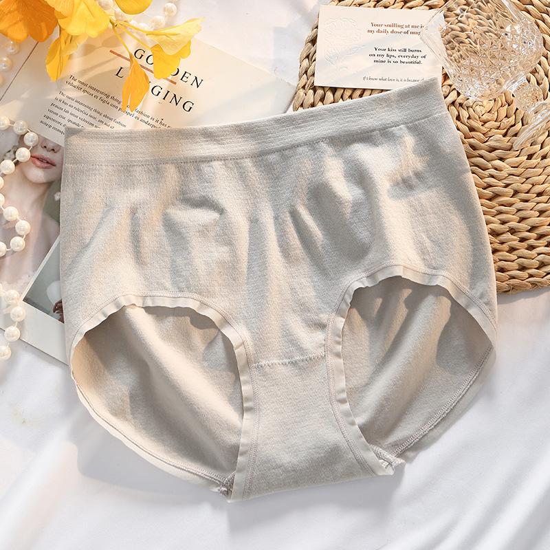 Große Größe Damen Frühling und Herbst Reine Baumwolle Antibakterieller Schritt Nahtlos Hohe Taille Dreieck Slip