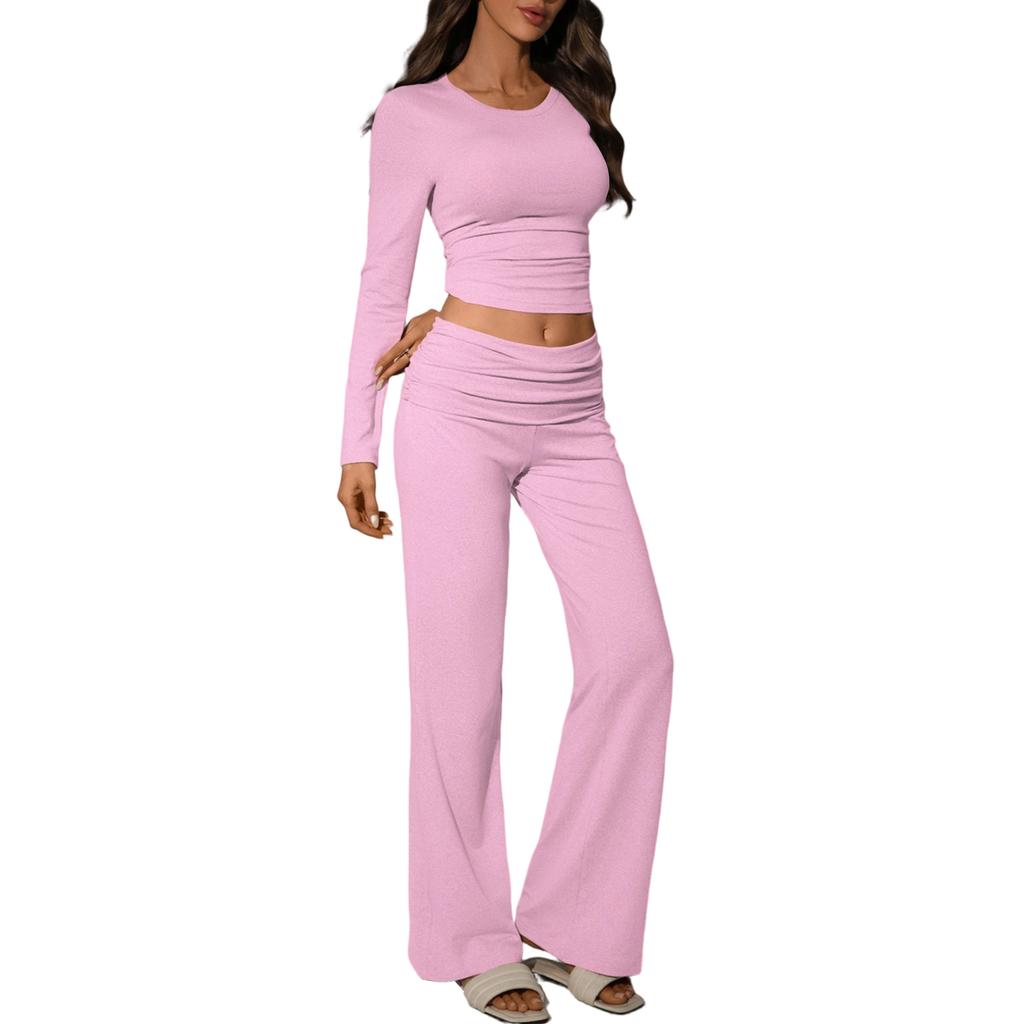 Dámský vypasovaný dvoudílný sexy dlouhý kalhotový módní ležérní set