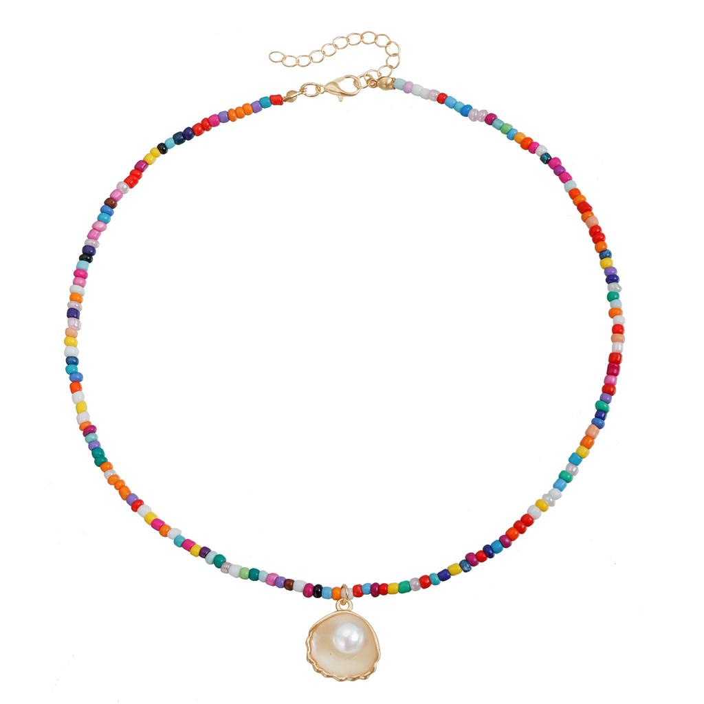 Bohemian Vintage Summer Beach Element Necklace Colorful Rice Bead Necklace